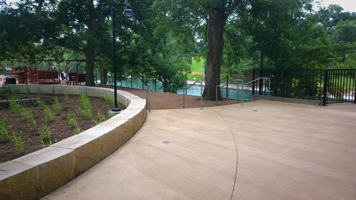 entrance walk and pool